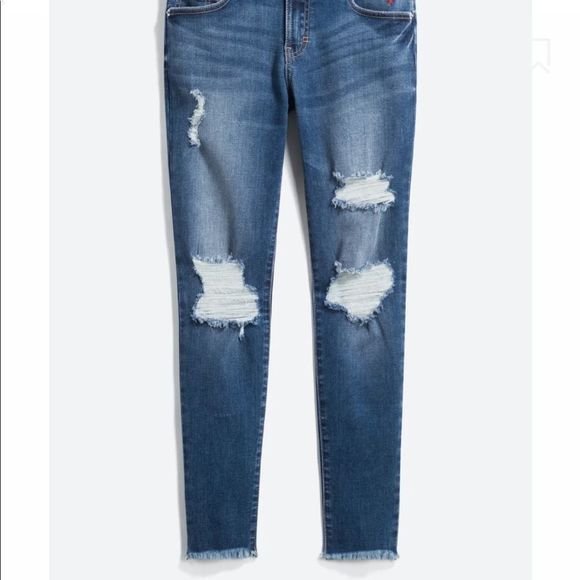 Delina Distressed‎ Embroidered Skinny Jean - Picture 1 of 16